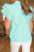 Layered Ric Rac Cap Sleeve Filled Neck Blouse